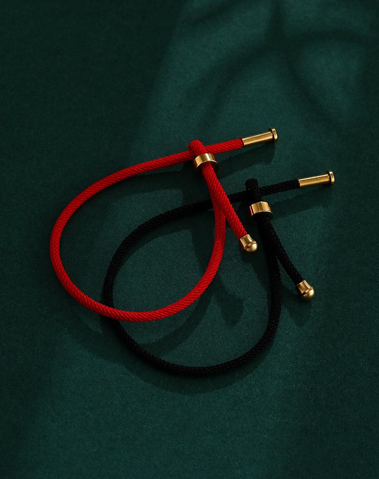 3D Gold Beaded Red and Black Milan Rope Bracelet for Couples - DIY Titanium Steel Design