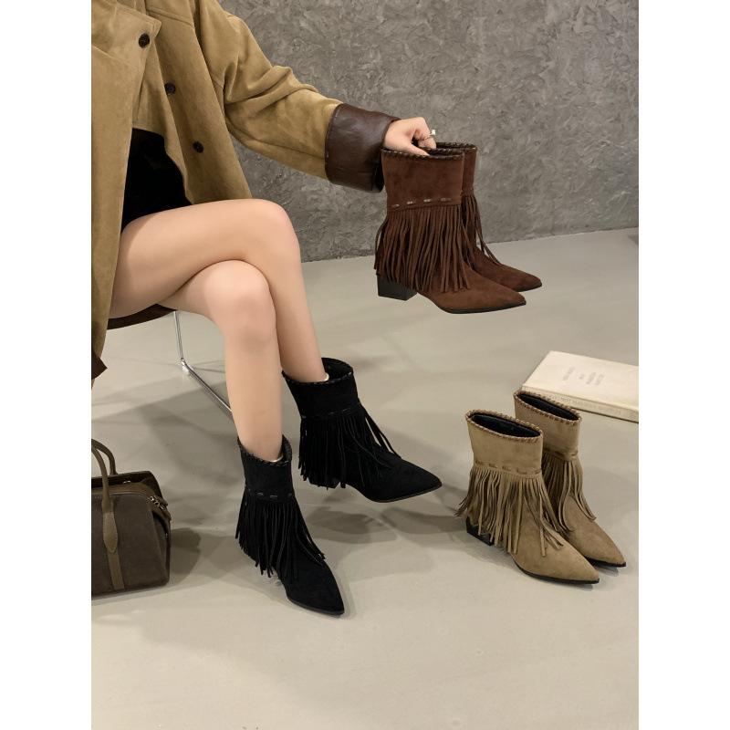 2025 New Low Boots Fringed Short Boots