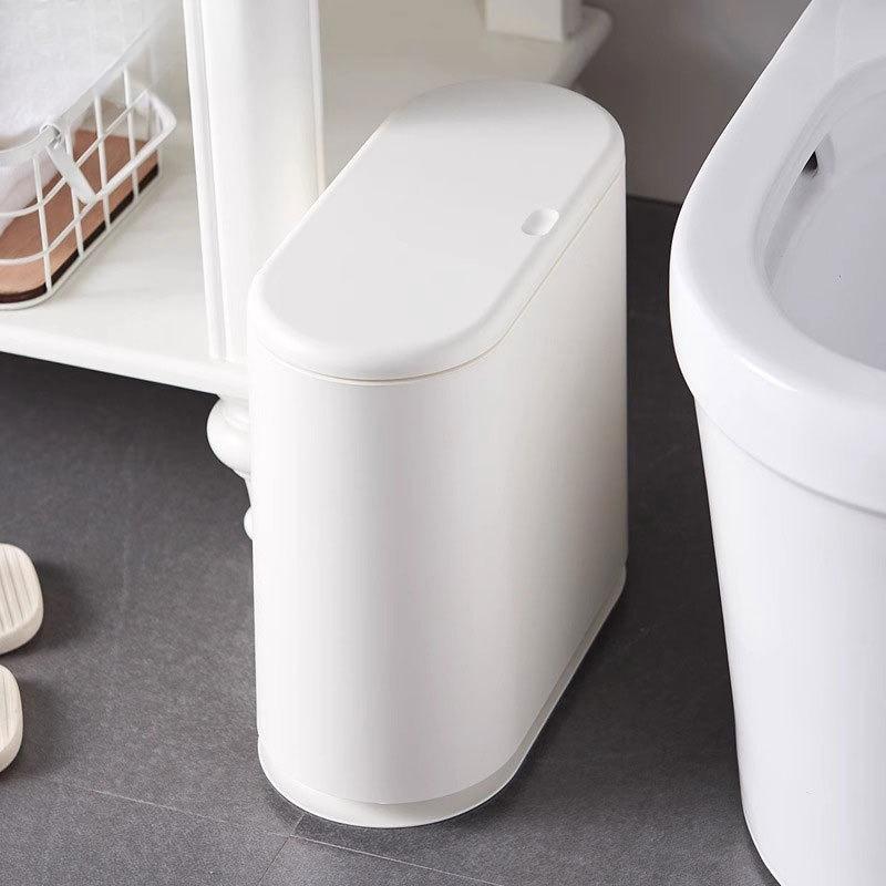 Plastic Trash Can Press Type Gap Trash Bin with Lid Large Capacity Household Toilet Garbage Bin Bathroom Cleaning Accessories
