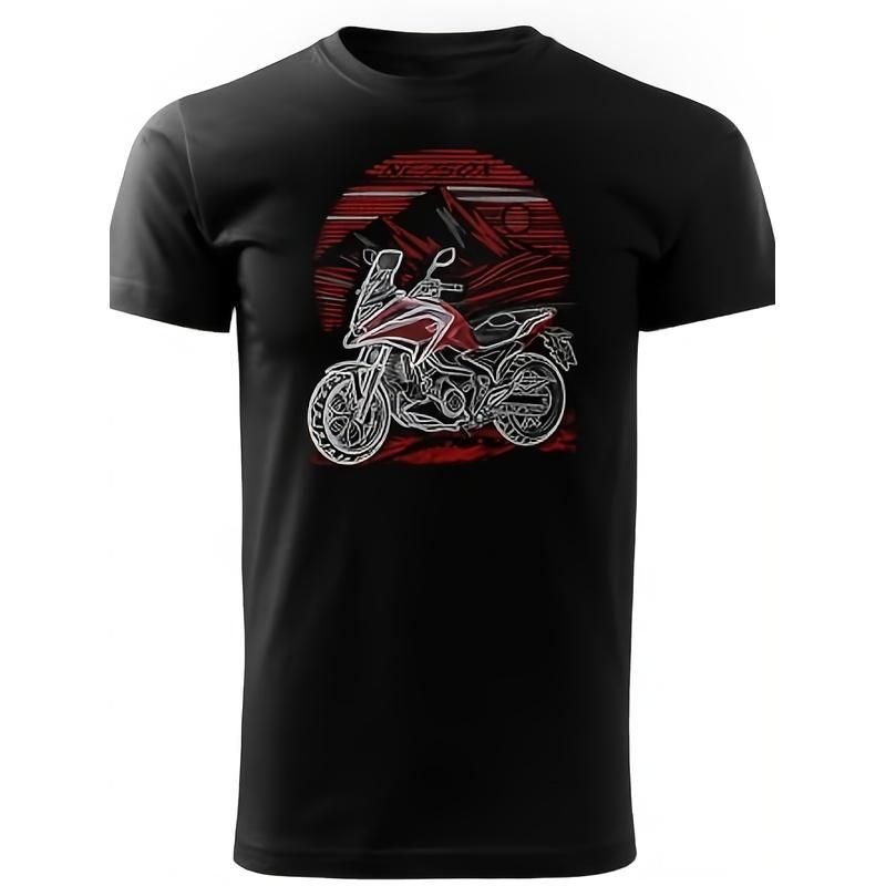 Motorcycle T-Shirt Compatible for NC 750 X Adventure - V4 Model - Casual Round Neck Tee with Motorcycle, Machine Washable for & Enthusiasts