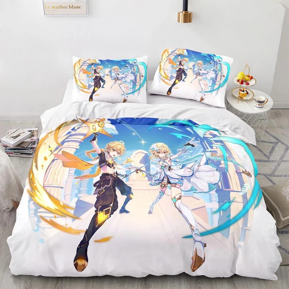 3D Print Genshin Impact Anime Game Bedding Set Double Twin King Duvet Cover Comforter Pillowcase Boys Girls Adults Bedroom