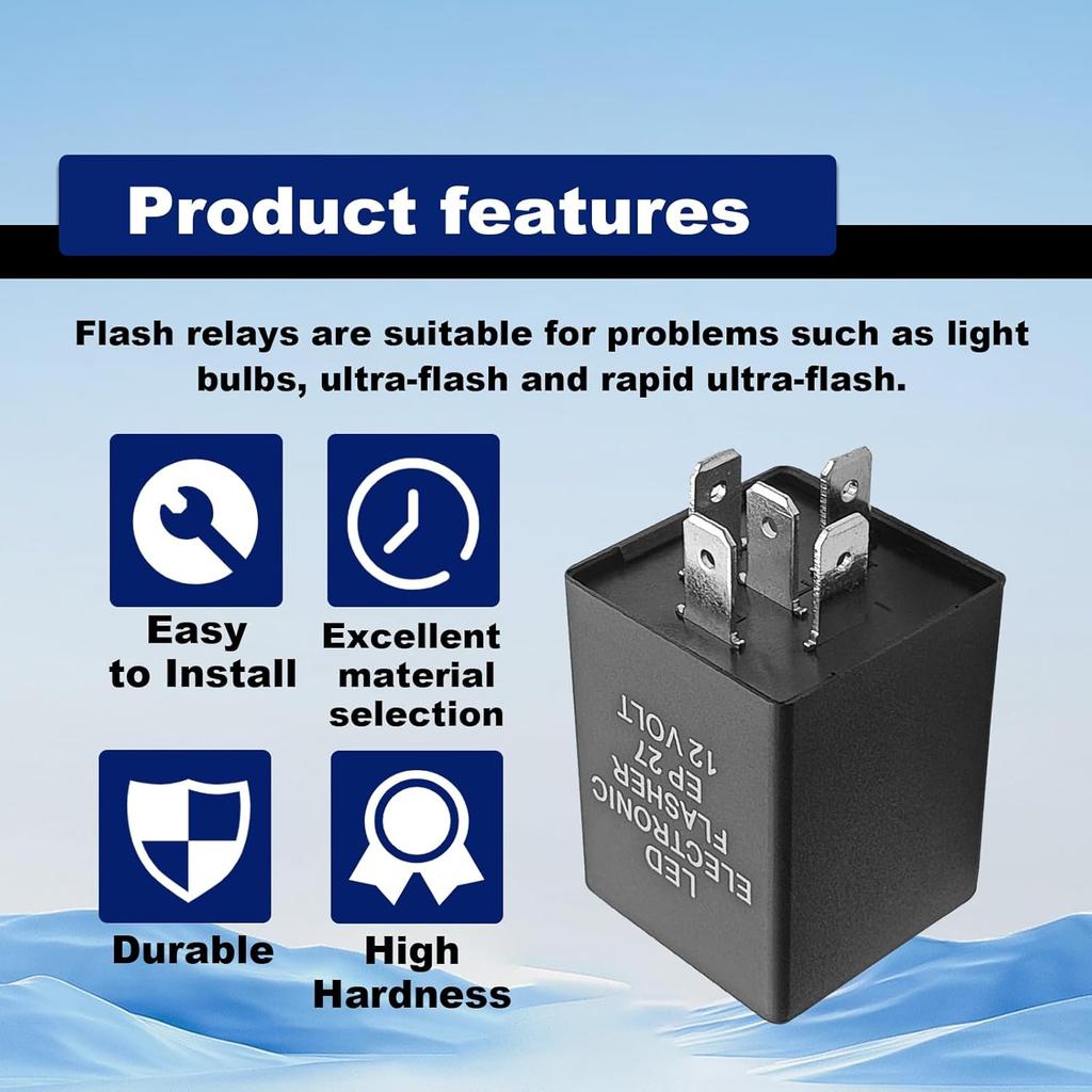 5-Pin Flasher Relay for LED Turn Signal Compatible with Ford F150 1997-2008, Ranger 1995-2011, Super Duty F250-F550 1997-2010, EP27 Flasher Relay LED