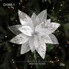 Glitter Artificial Poinsettia Flower 29CM Simulation Flowers Sequins Flower  Christmas Decoration