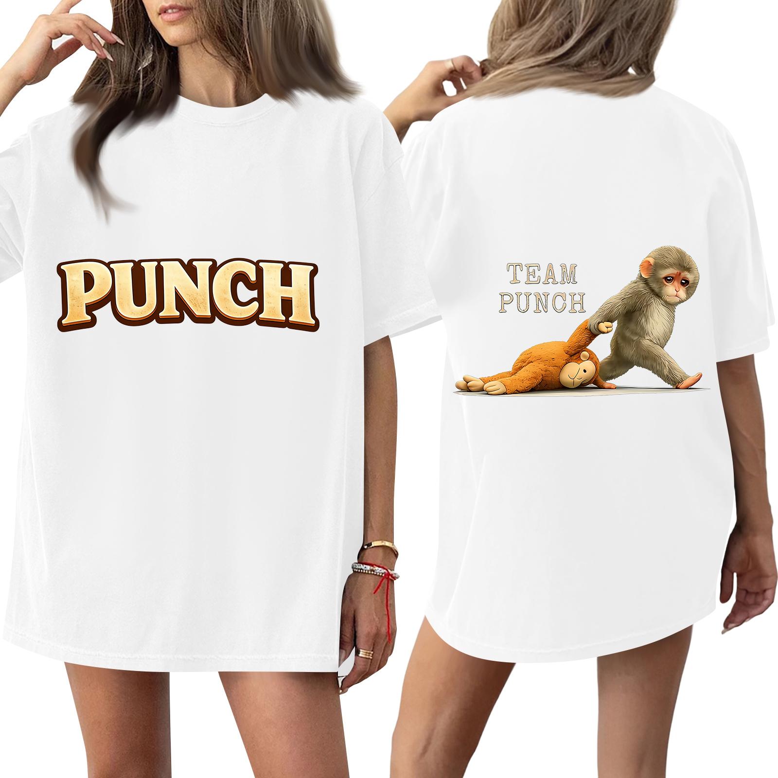 

Women s Casual Fashion Round Neck Monkey Print Short Sleeve T-Shirt Top XL білий