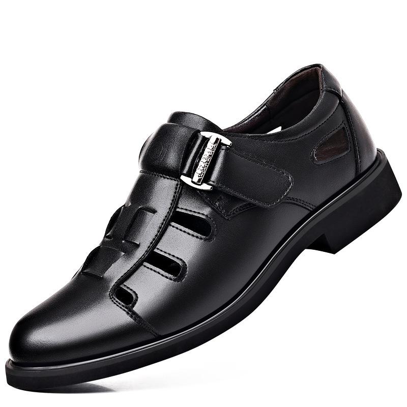 Leather sandals men's 2025 summer dress hole shoes bag head hollow leather shoes men's shoes 2025
