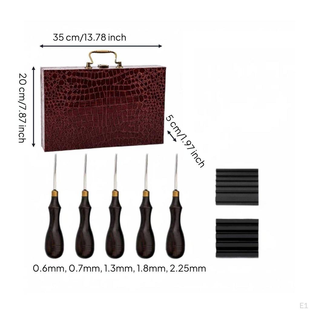 5 Pieces Wood Handle Leather Edger DIY Crafting Edge Beveler Kit Storage Box Included