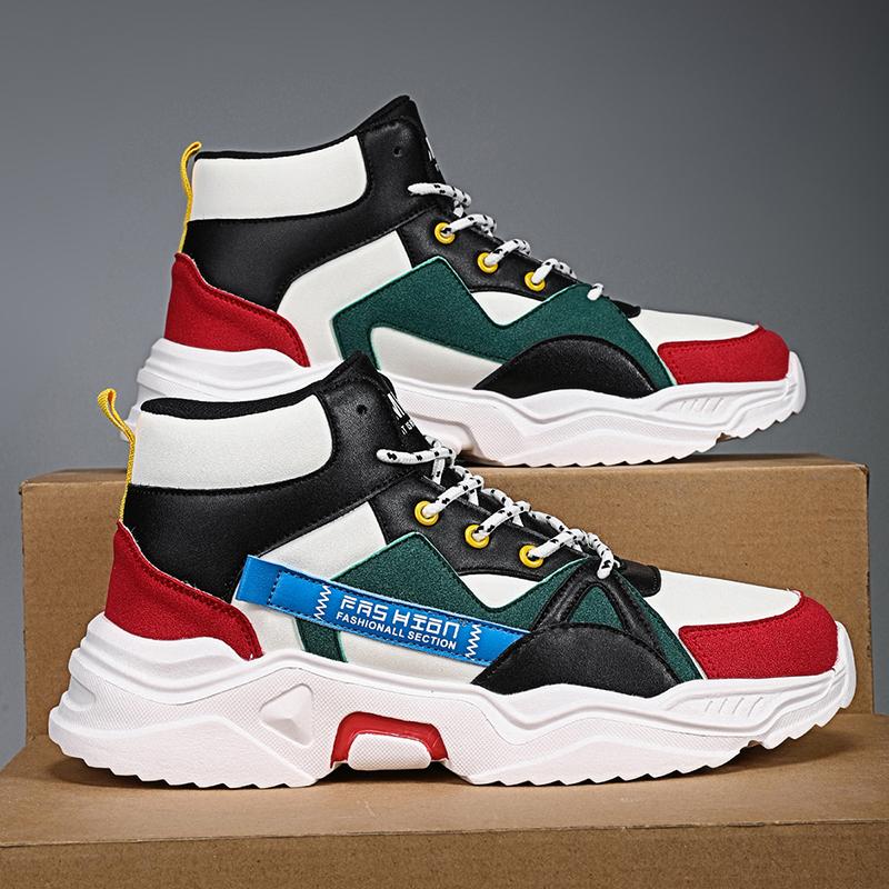 

New Autumn Winter High Top Sports Shoes Running Shoes Trendy Student Sports Shoes Anti Slip Wear-resistant and Height Increasing 45