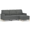 VidaXL Canapé à 3 places avec repose-pieds Gris foncé 180 cm Tissu, canapé, canapé avec repose-pieds, canapé trois places, 3201002