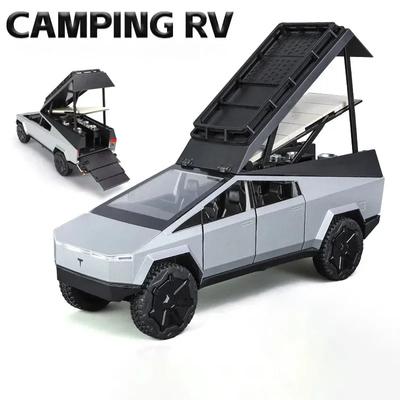 AKW1 1:24 Tesla Cybertruck Camping Wohnmobil Legierung Auto Modell Druckguss Spielzeugfahrzeuge Ton und Licht Kinderspielzeug Sammlerstücke Geburtstagsgeschenk