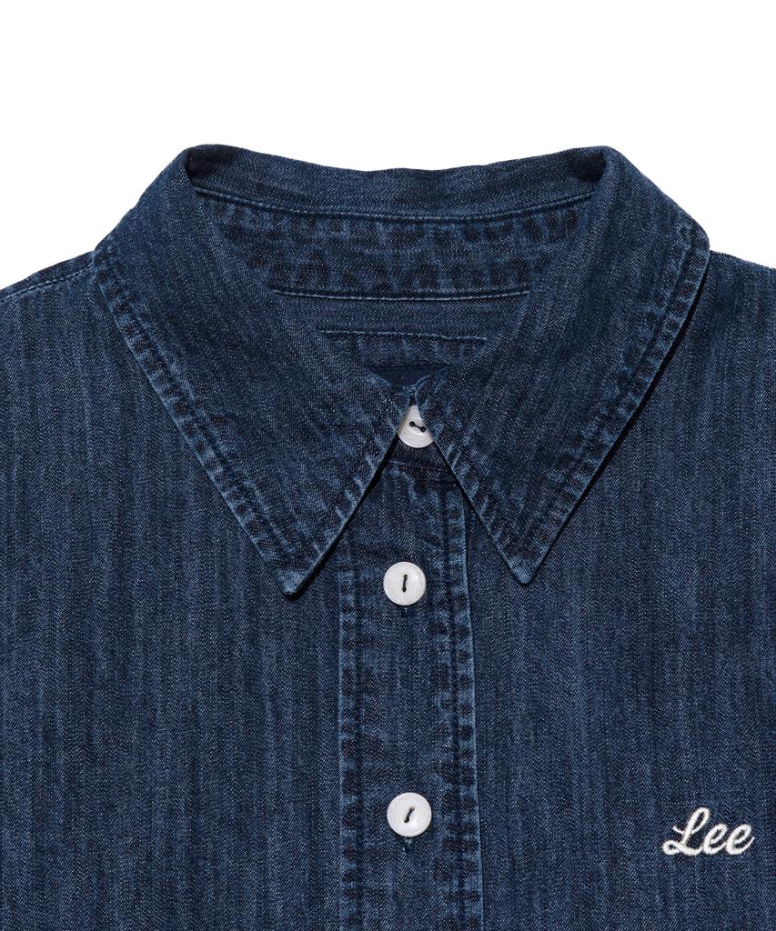 LEE Women'S Short Crop Denim Short Sleeve Shirt Indigo Dark