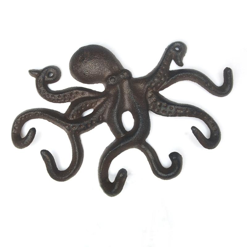 Metall-Wandhaken für Schlüssel, Handtücher und Schals, Akzent mit Meeresbewohner, zur Schraubmontage, für Eingangsbereich, Flur, Badezimmer, Schlafzimmer, Aufbewahrung