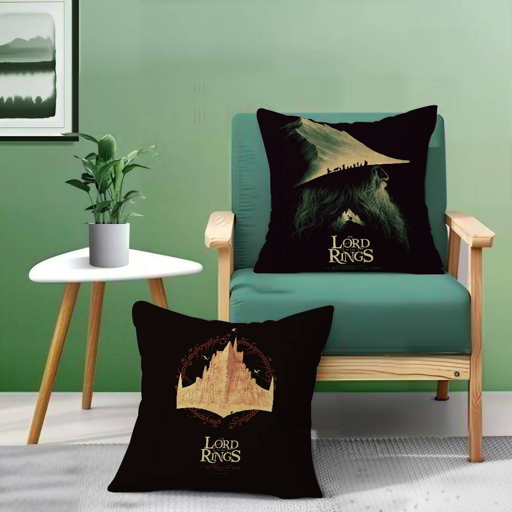 Vintage Black Classic Movie The King Rings Pillow Cover for Bedroom Room and Living Room Sofa Decorative Cushion Cover