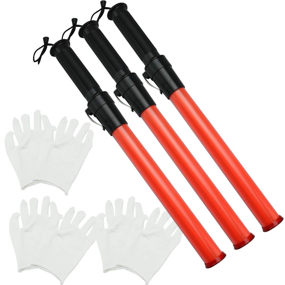 AINetJP LED Guide for Nighttime Traffic and Crime Prevention Patrols Lights, Lightweight, Control, Security, (3 Red)