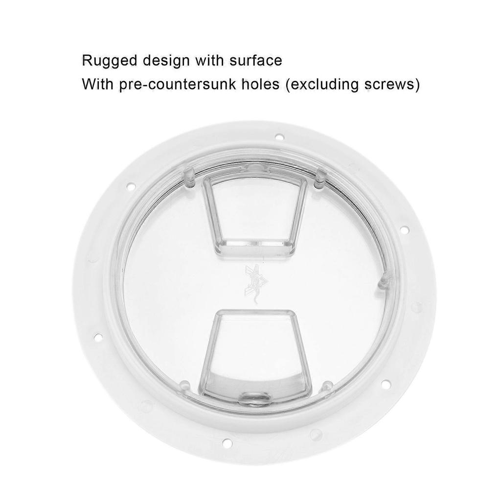Boat Deck Access Hatch TransparentCover White Round ABS Plate for RV Marine Yacht(6in/15.24cm )