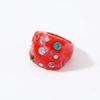 Square Shape Colorful Rhinestone Rings Jewelry Gift Square Ring Resin Finger Rings  Valentine's Day