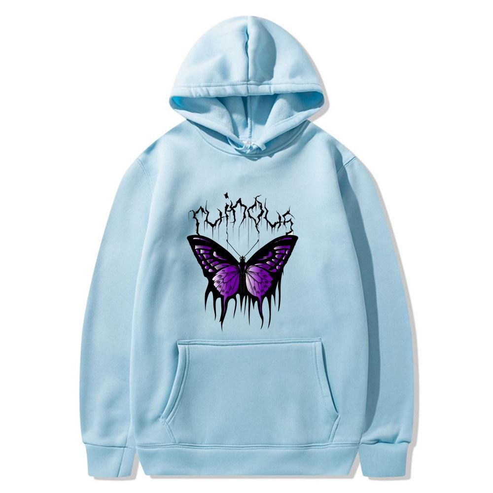 2025 Creative Butterfly Sweater Autumn and Winter Simple Long Sleeve Hooded Men's and Women's Couples Hoodie