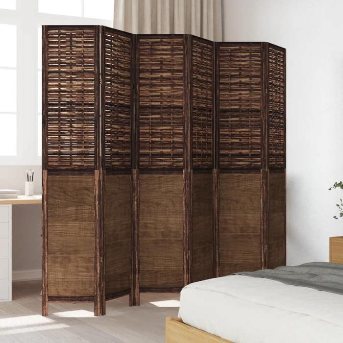 VidaXL Cloison de Séparation 6 Panneaux, Séparateur de Pièce, Écran d'Intimité, Paravent de Salon Chambre, Marron Foncé Bois 358715