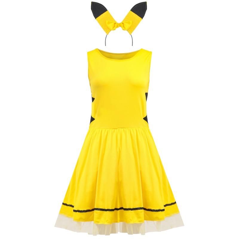 Damen Halloween-Kostüme, Anime-Spiele, Anime gelbes Pikachu, Cosplay