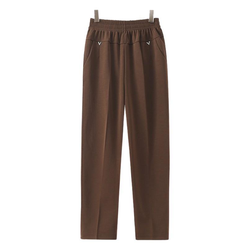 Elastische Bundhose mit geradem Bein für Frauen mittleren Alters und ältere Frauen - Vielseitige Freizeithose mit Taschen für Frühling und Herbst.