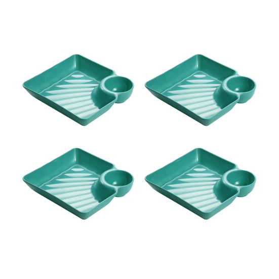 4Pcs Reusable Dipping Sauce Tray Set Stackable Divided Plates for Appetizers Sushi Tacos Dumplings Fries Snacks Sauce Serving Dish for Parties Home