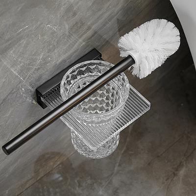Acrylic Cup Toilet Brush Holder Set Black Aluminum Wall Mounted Grey Gold White Lavatory WC Brush Cleaning Rack Shelf Kit