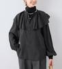 ROPE PICNIC Frill Collar Black Women's Blouse, (01)