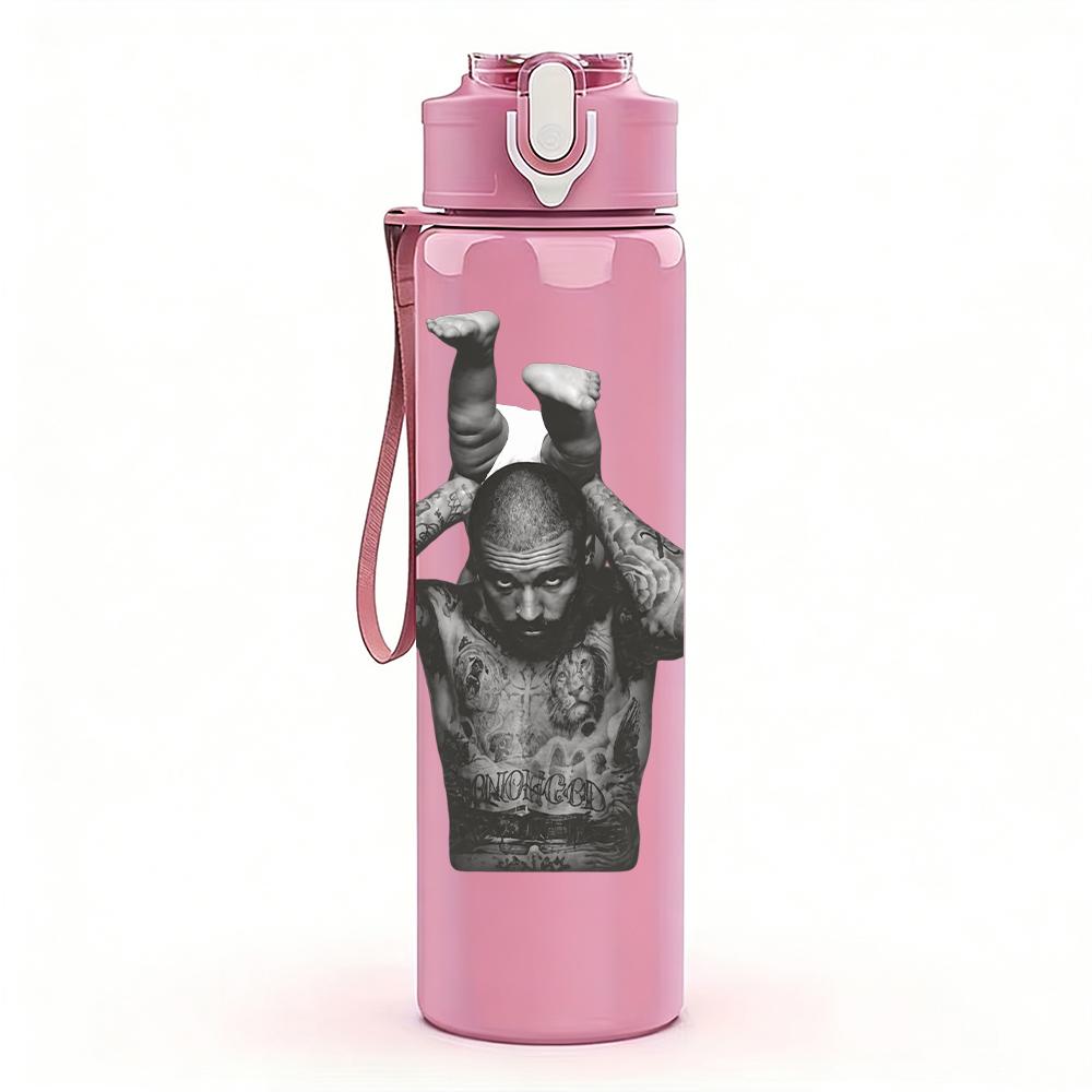 1PC Muscular Male Torso Minimalist Sketch Print 750ml Portable Sports Water Bottle Leakproof Gym Outdoor Travel Drink Cup
