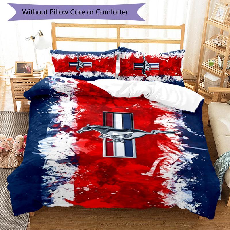 Mustang 3pcs Bedding Set Duvet Cover Closure Includes 1 Duvet Cover & 2 Pillowcases for All Seasons Bedroom Home Dorm Decor