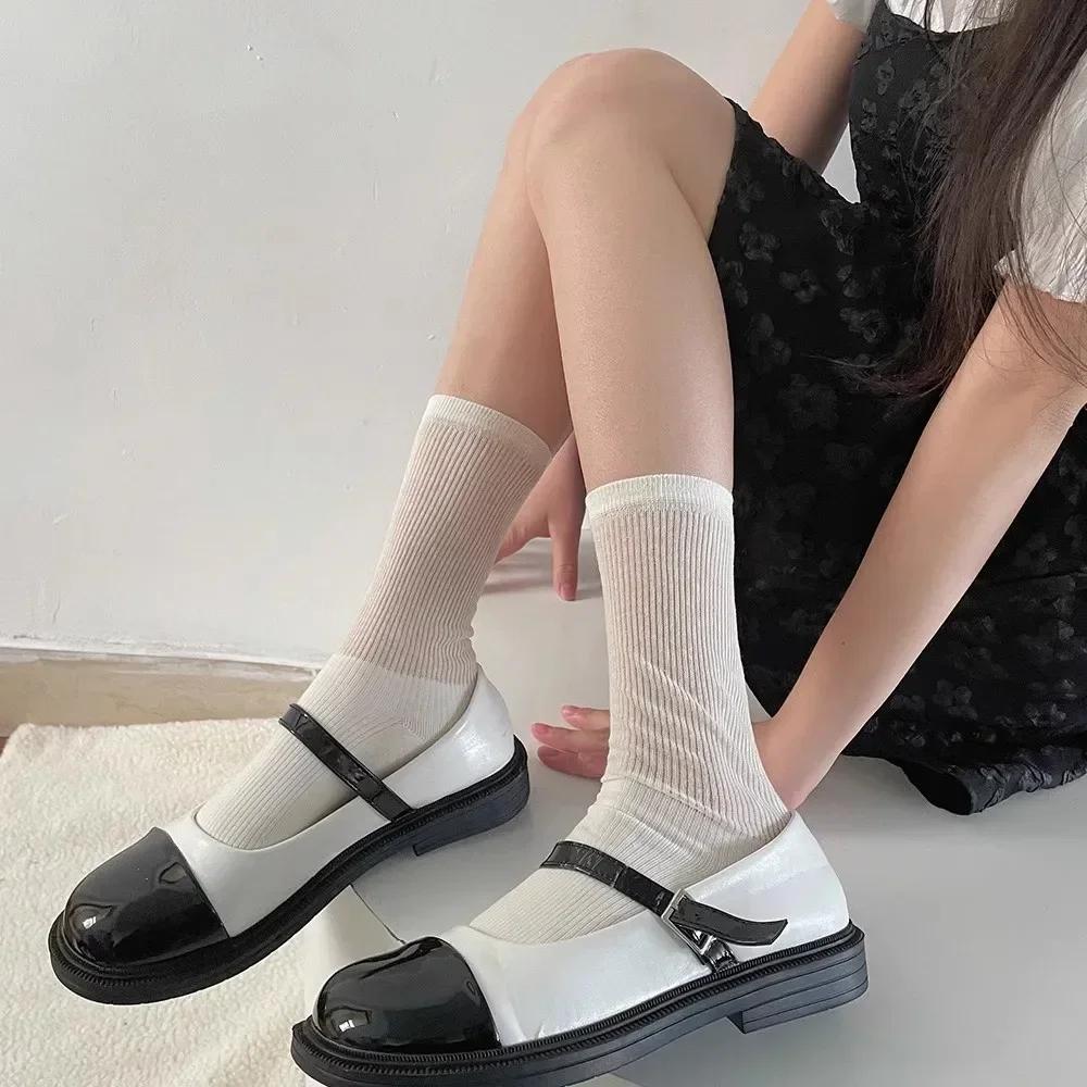 

1/2pairs Ballet Stockings Women Girls JK Lolita Thigh High Long Socks Summer Thin Loose Costumes Hosiery Solid Color Leggings білий