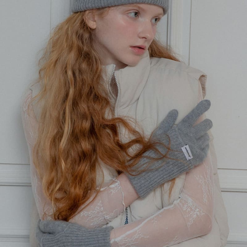 mellotory 100% cashmere lip line gloves (light gray)