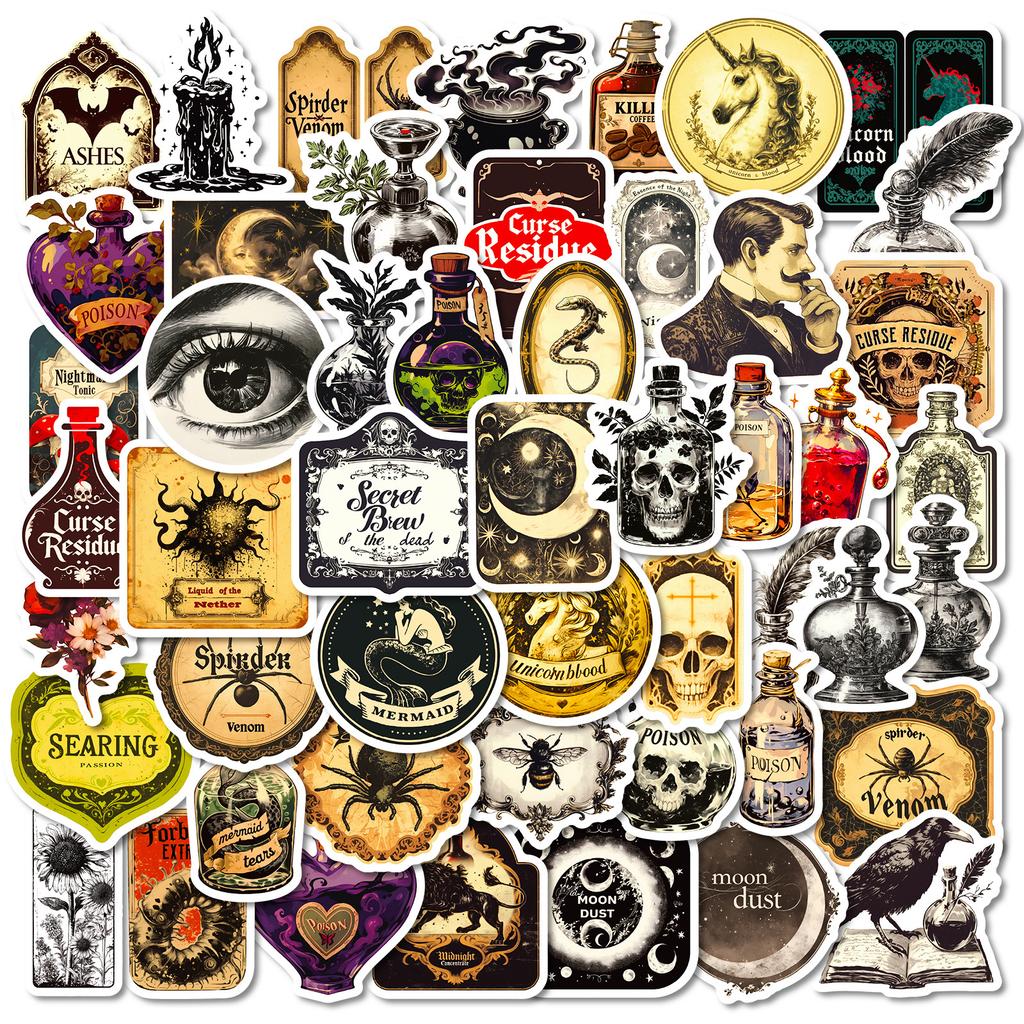 50 Pharmacist Graffiti Stickers Gothic Skull Spider Crow Mash And Match Vintage Personality Stickers