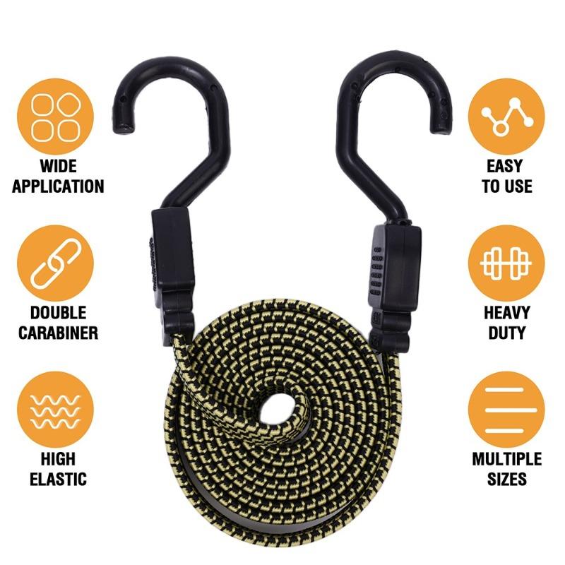 Bungee Cords Heavy Duty Luggage Bungee Straps with Hooks Antislip Flat Elasticity Rope Elastic Bungees Cords for Cargo Luggage