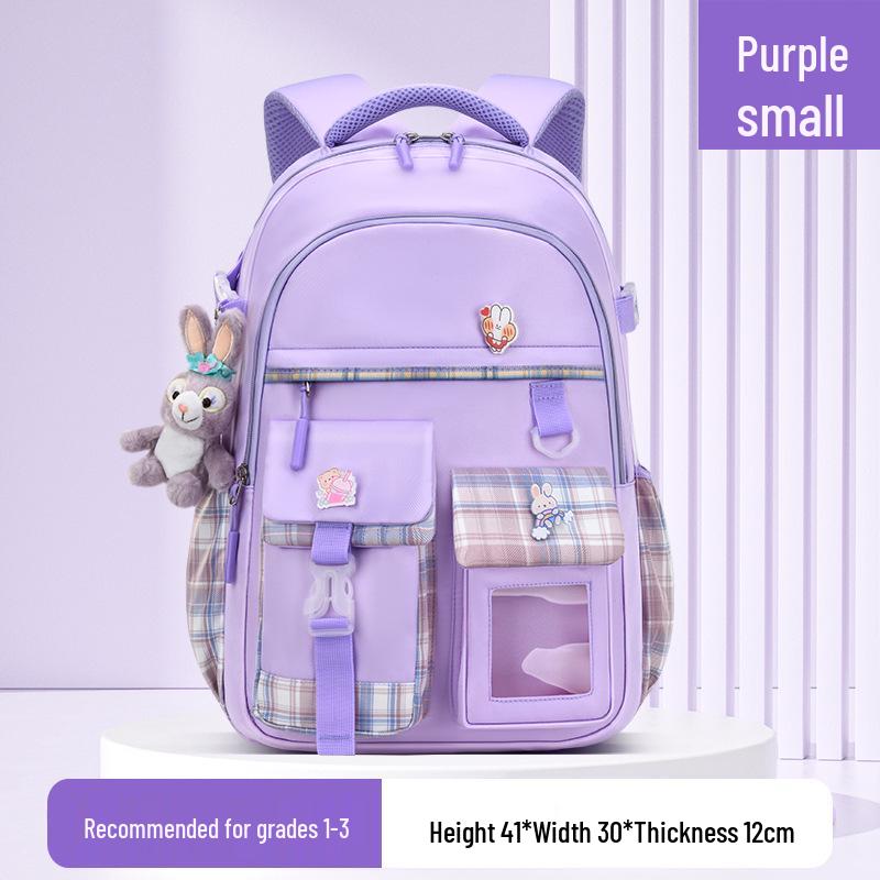 Girls' Trendy Lightweight Backpack: Spine-Protective, Double Shoulder Design for Grades 3-6
