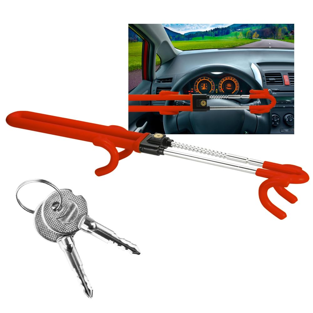 Steering Prevents Relay Secures the Steering and Is Versatile for Your Beloved Car Anti-theft Lock, Attacks, Wheel, (red)