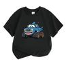 Kids Boys Girls Crew Neck Short Sleeve 100% Cotton T-Shirt, Cute Cartoon Blue Shark Monster Truck Print Casual Summer Tee Tops for Children
