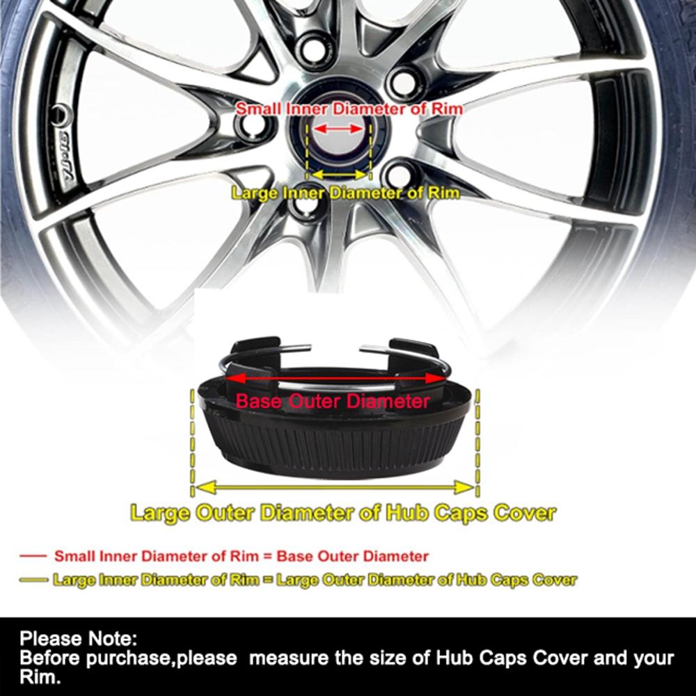 4pcs Black Tone Base 68mm Dia 4 Clips Wheel Tyre Center Hub Caps Cover for Auto Vehicle