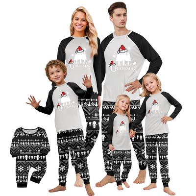 Print Cute Family Set Pajamas, Home Clothes, Family Set Long Sleeve Top Pants Set