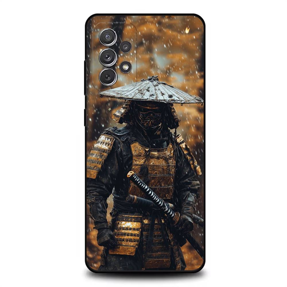 Japanese Bushido Samurai Phone Case For Samsung S 25,24,23,22,30,21,10,9,Ultra,Plus,Lite,FE,4,5G Black Soft Case