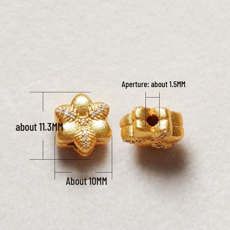 Durable Copper-Plated Gold-Sand Four-Leaf Clover with Diamond Crystal DIY Jewelry and Phone Chain Accessories