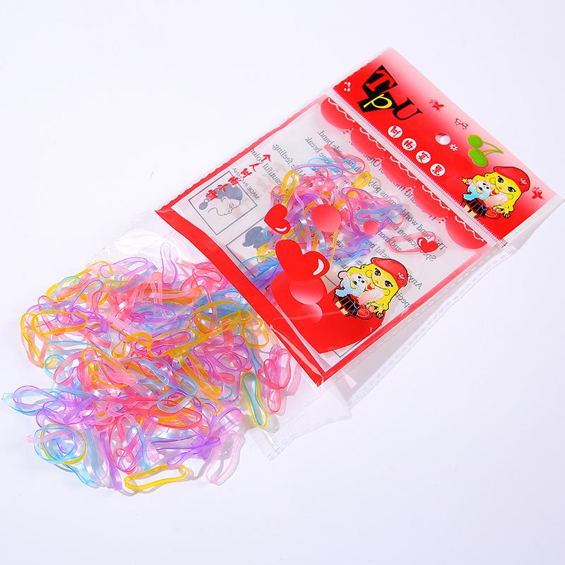 Small Rubber Bands Female Hair Disposable Rubber Band Bag Color High Elastic Hair Ring Does Not Hurt Children'S Head Rope