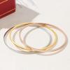 New Smooth Titanium Steel Bracelet: 18K Gold Plated Multi-Ring Stacking Thin Bracelet for Women - No Fade.
