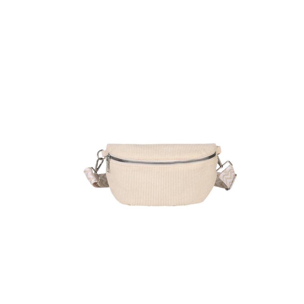 Women's 2025 Canvas Corduroy Waist Bag - Large Capacity, Trendy Street Style, Single Shoulder, Crossbody Bag.
