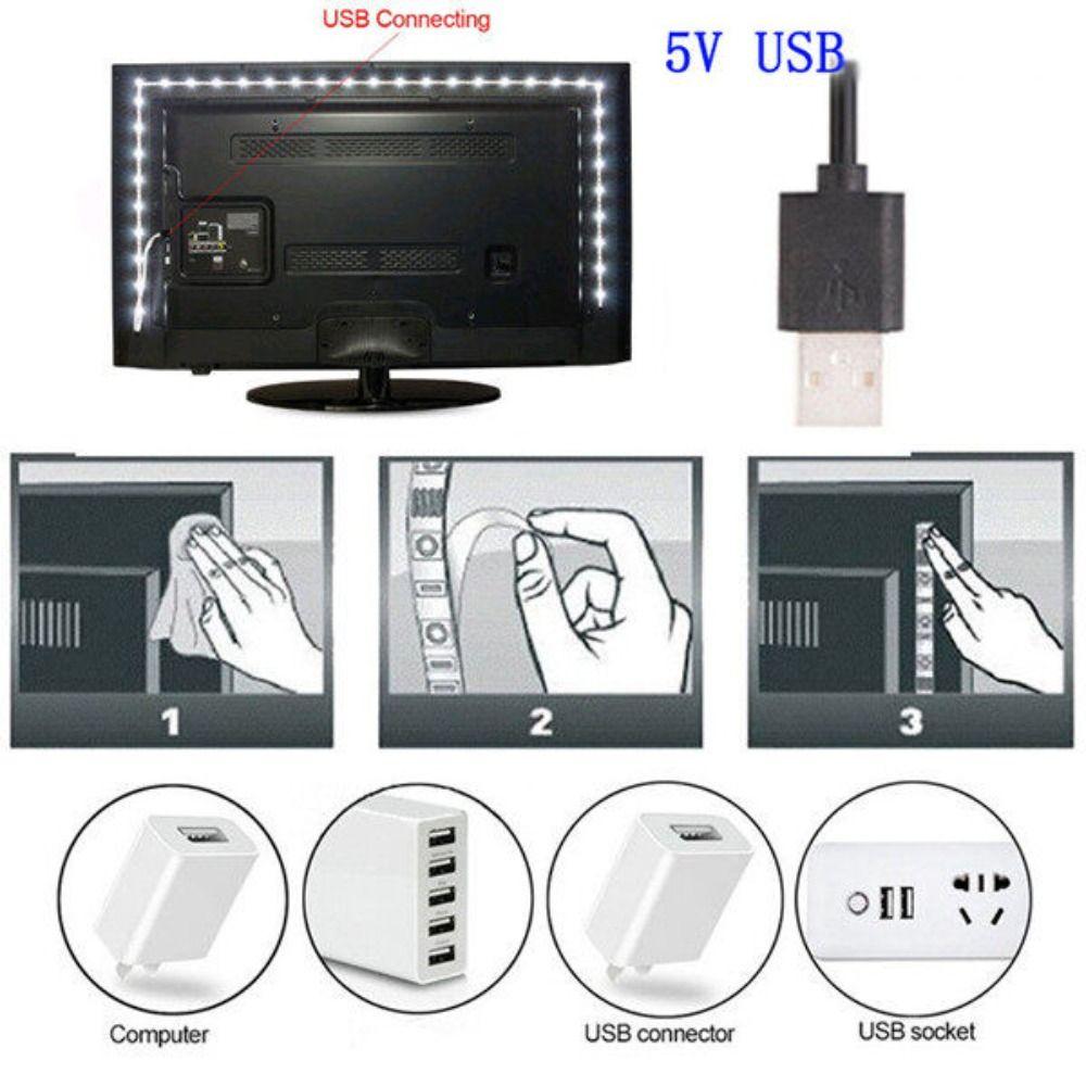 1Pcs DC 5V LED String Light White Warm White SMD 2835 LED New USB Strip Lamp  TV Background