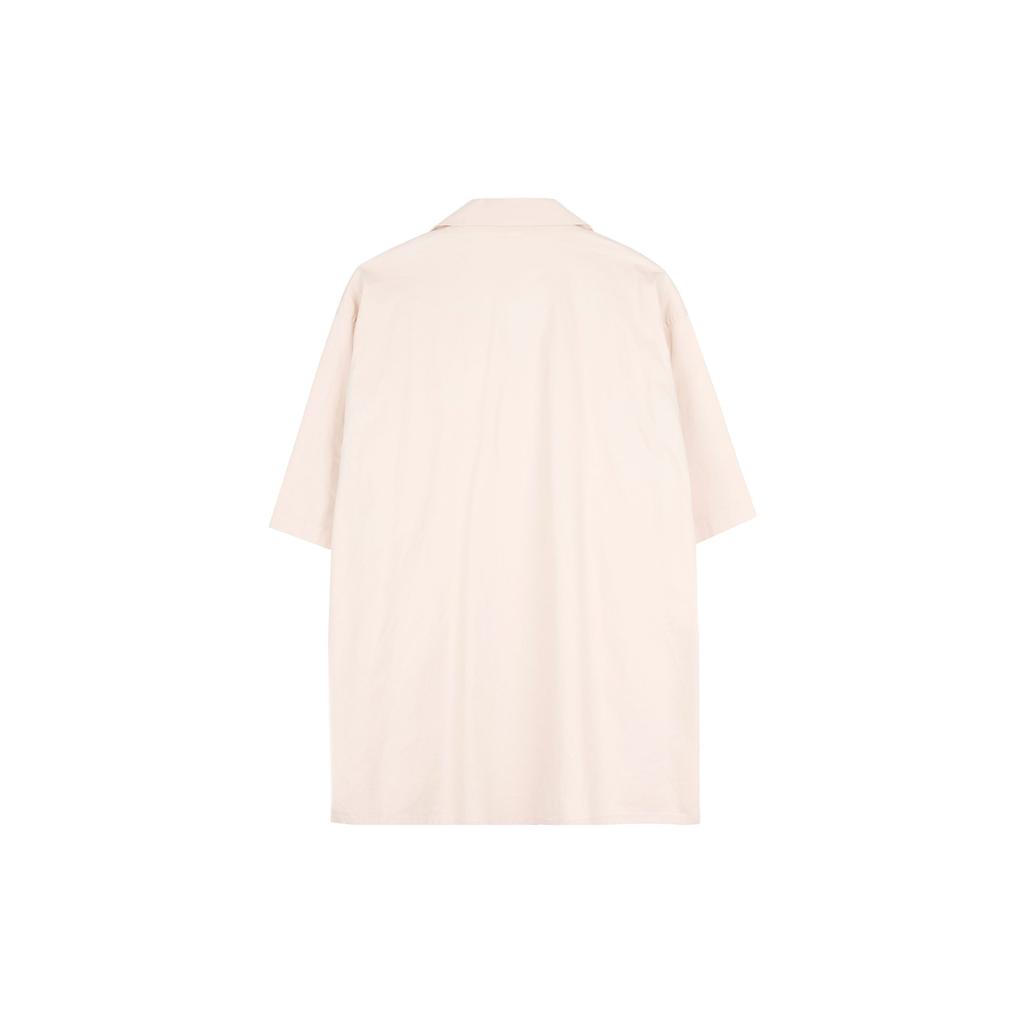 UNIQLO Loose Fit Solid Color Work Short Sleeve Shirt Men shirts Light-Beige 455976-30