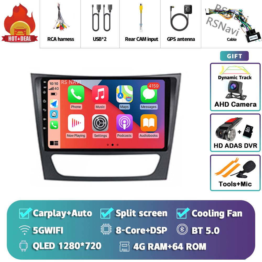 Android 14 Carplay Auto For Benz W211 Car Radio Player Multimedia stereo Navigation 4G+WIFI Head Unit DVD AI Voice 360 Camera BT