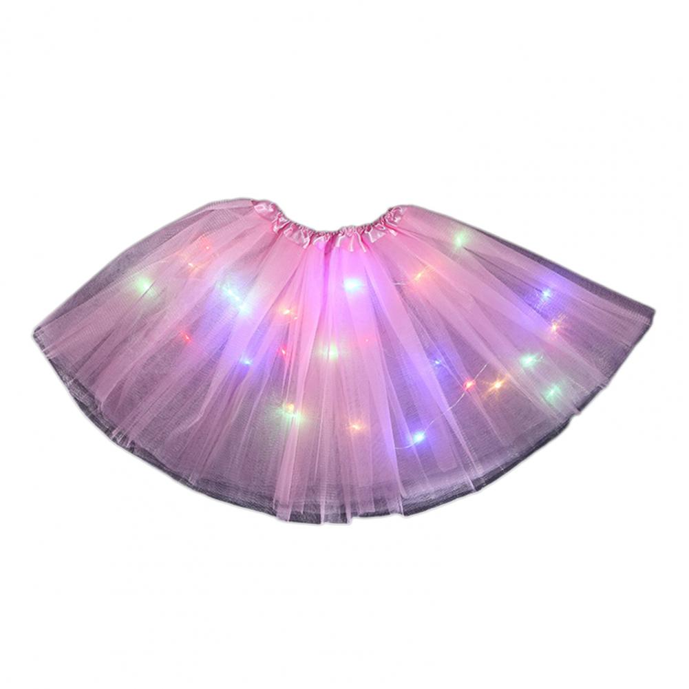 Half-length Mesh Skirt Colorful Led Light-up Mesh Skirt for Women with Elastic Waist Multi-layered Stage for Parties for Women