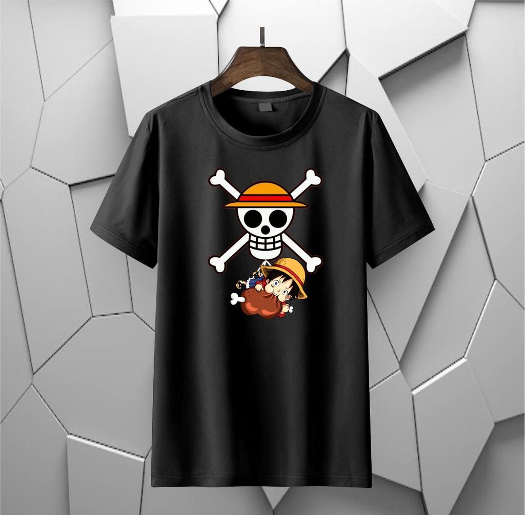 Summer 2026 One Piece Luffy Qversion Foodie Trendy Theme 100 Pure Cotton Printed Loose Tshirt Adult Parentchild Top