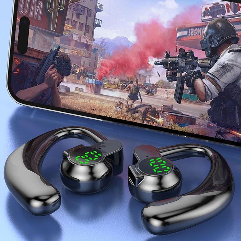 Wireless Bluetooth Headset, Long Battery Life Hanging Ears, Start Noise Reduction Digital Display Sports Sleep Music Earrings