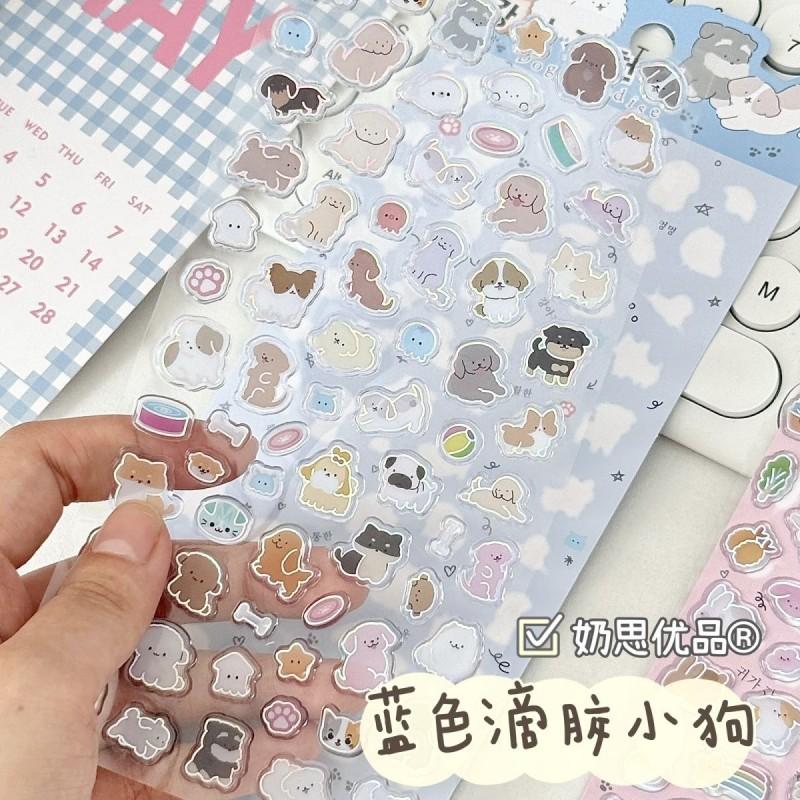 3D Animals Bubble Stickers Bonbon Drop Seals Janpanese Cat Jelly Decals for Scrapbook Diary DIY Phone Case Paster