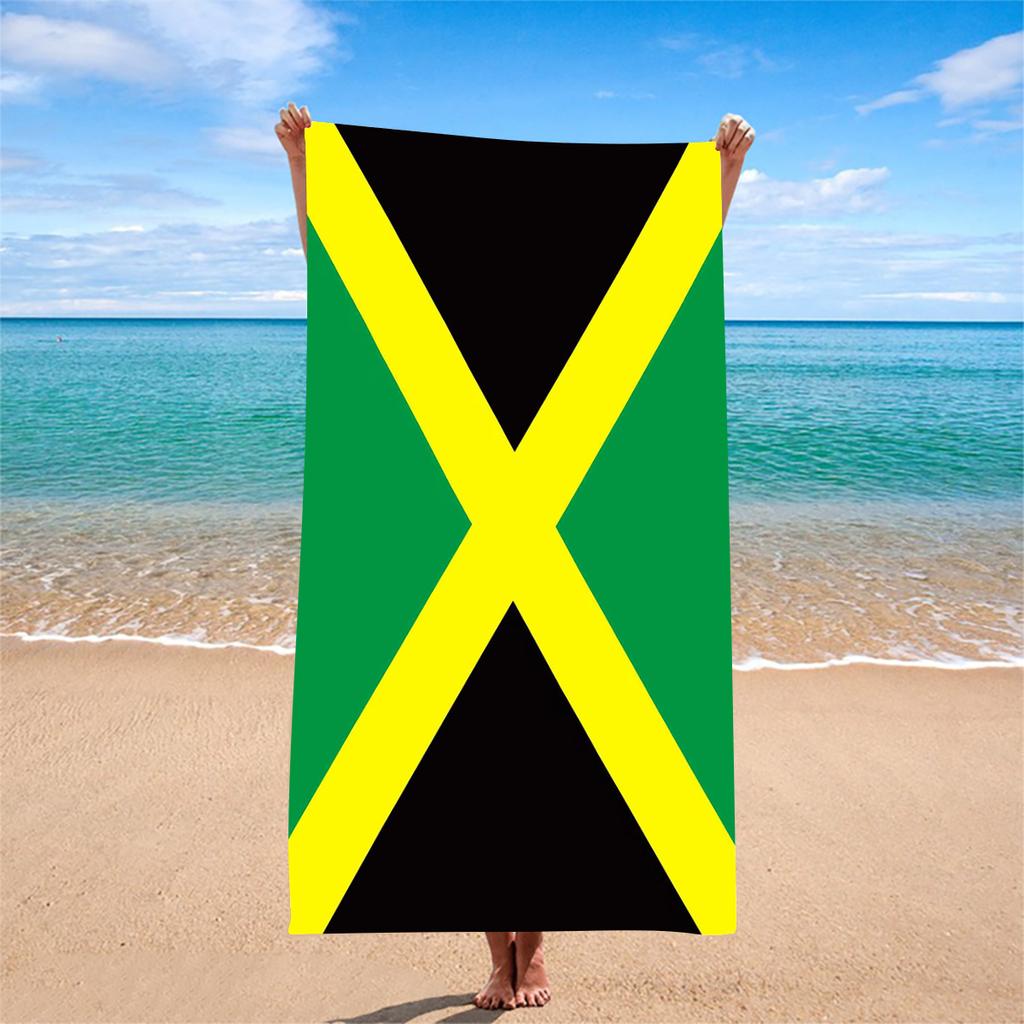 1pz Asciugamano da Spiaggia Stile Reggae Bandiera Giamaicana Assorbente Anti-Sabbia Coperta da Viaggio per le Vacanze